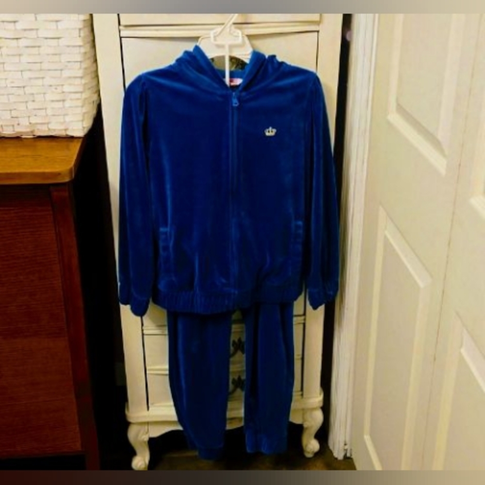 Navy Blue Juicy Couture Girls Velour Tracksuit